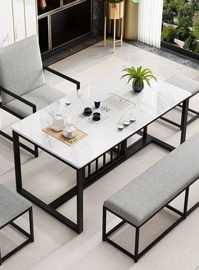 新中式岩板茶桌椅组合现代简约轻奢茶台办公室泡茶桌茶具套装一体