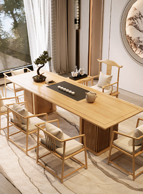 实木茶桌椅组合新中式茶台办公室茶几桌禅意茶台家用泡茶套装一体