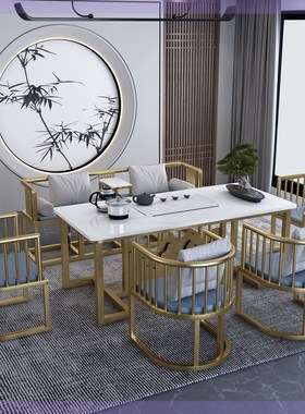简约现代茶桌椅组合岩板套装一体家用客厅方形轻奢新中式禅意茶台