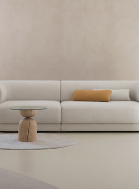 北欧现代奶油风布艺丝绒设计沙发简约轻奢意式小户型客厅三人沙发