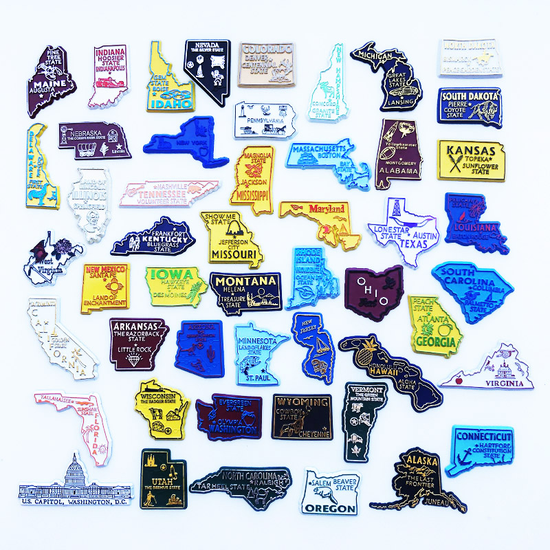 美国各个州创意地理地图磁性留言贴旅游纪念工艺礼品装饰贴冰箱贴