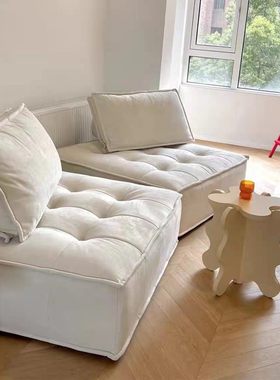 奶油豆腐块沙发单人极简科技布方块模块双人组合小户型落地懒人椅