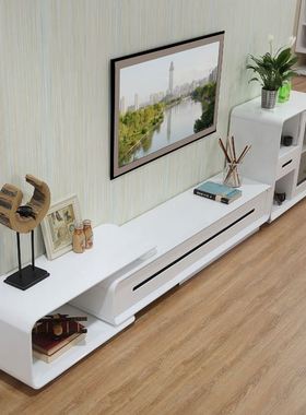 极速现代简约客厅茶几可伸缩电视柜组合套装小户型成套家具方形茶
