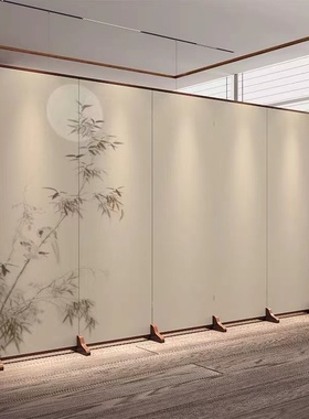 新中式可折叠移动屏风隔断墙客厅玄关餐厅装饰遮挡办公室山水折屏