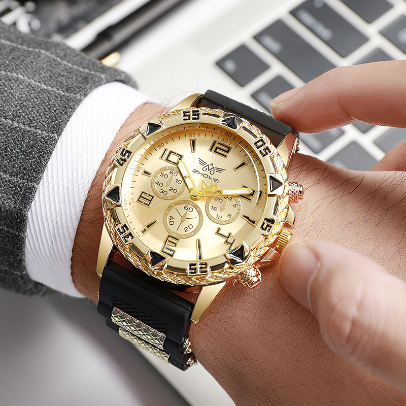新款手表硅胶带蓝光玻璃男表外贸热卖石英手表运动大表盘腕表