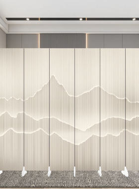 新中式简易屏风隔断办公室客厅餐厅酒店遮挡简约现代折叠移动折屏