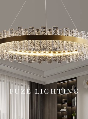 意式轻奢后现代简约吊灯客厅灯创意圆形卧室个性全铜水晶餐厅灯具