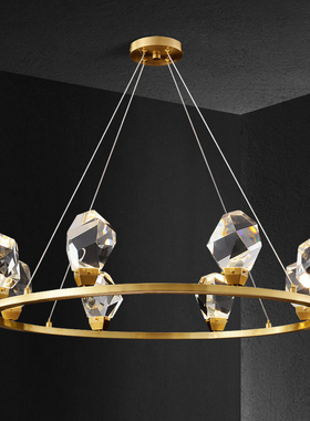 后现代全铜轻奢水晶吊灯2020新款客厅灯餐厅卧室简约北欧分子灯具
