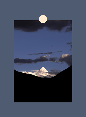 七号原创装饰海报「雪山」摄影卧室家具客厅背景西藏新疆风景墙画
