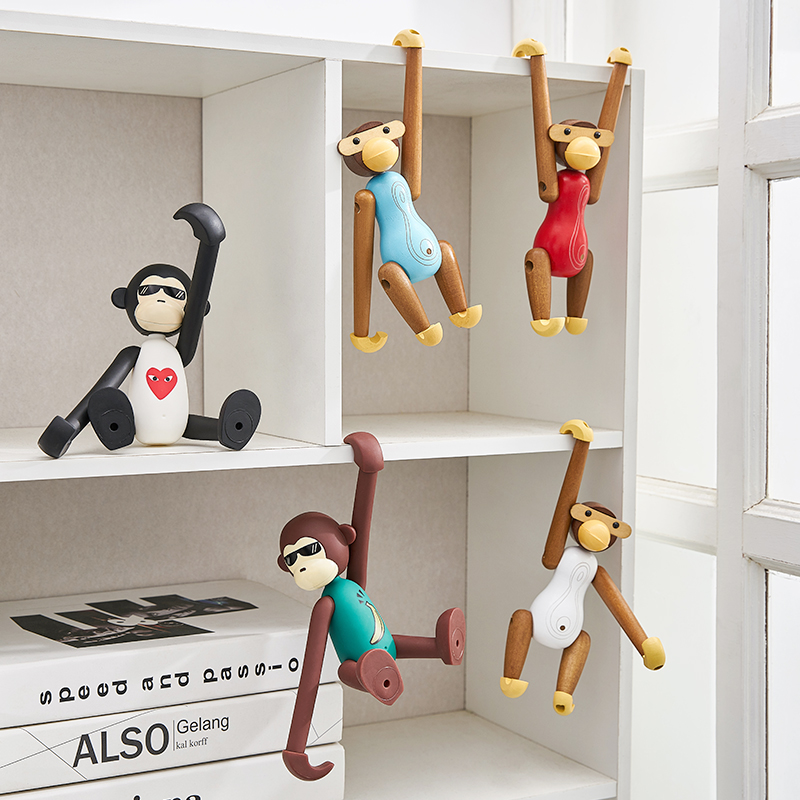 可爱创意吊脚猴子儿童房间布置书房小摆件卧室家居客厅装饰品摆设