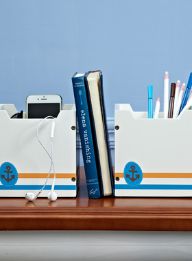多功能书桌收纳盒书档摆件书房桌面摆设创意可爱儿童房笔筒装饰品