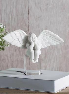 北欧创意可爱小天使摆件样板房书房儿童房装饰品办公室桌面摆设品