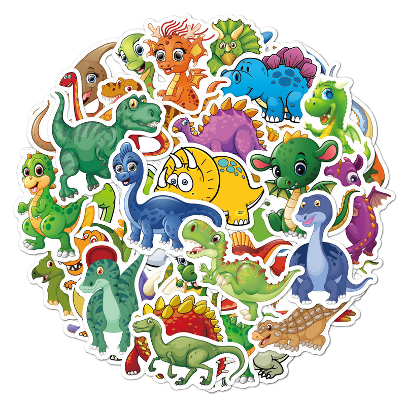 50张霸王龙卡通儿童涂鸦贴纸行李箱滑板车水杯侏罗纪恐龙防水贴画