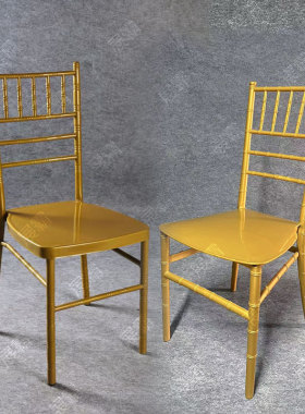 白色竹节椅金色婚庆椅子户外草地婚礼椅子宾客水晶透明椅道具布置