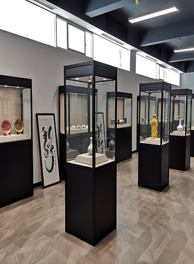 古董玻璃展示柜文物展柜博物馆陈列柜瓷器玻璃柜珠宝展览立式柜子