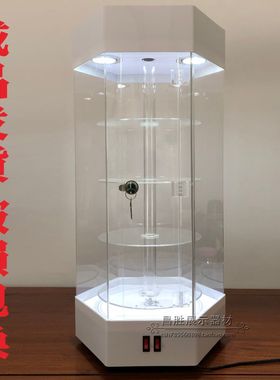 产品展示柜透明旋转展示架亚克力手表首饰样品珠宝展会布置柜玻璃