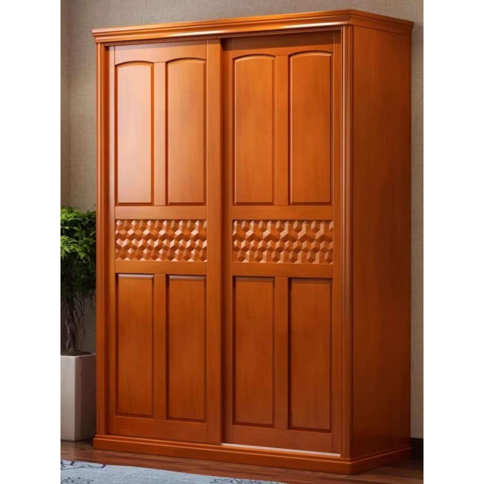中式实木衣柜全实木现代简约卧室家用对开门储物柜组合大衣橱家具