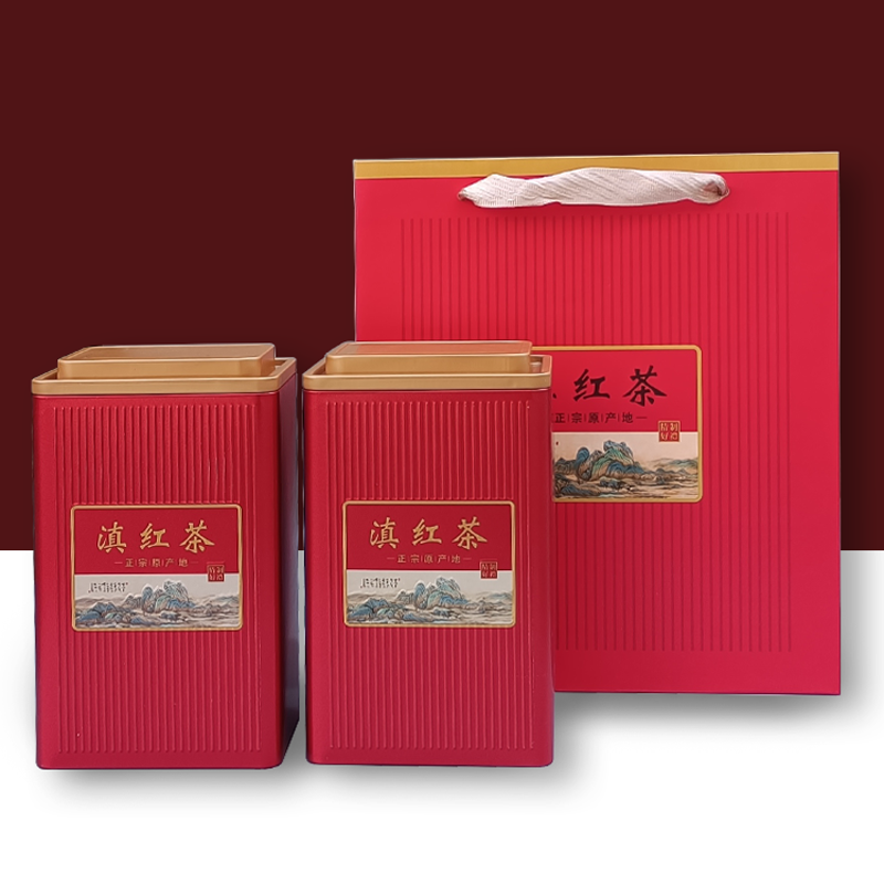 古树红茶包装盒礼盒空盒散装云南滇红一斤装茶叶罐铁罐空罐礼品盒
