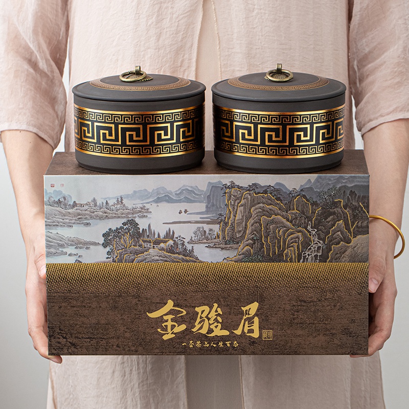 高档金骏眉礼盒空盒半斤装红茶包装盒空礼盒通用陶瓷茶叶罐礼品盒
