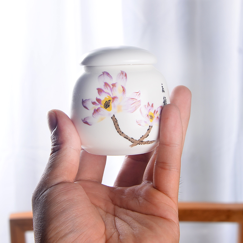 陶瓷迷你小茶叶罐便携随身旅行香粉膏药密封罐子绿茶包装通用定制