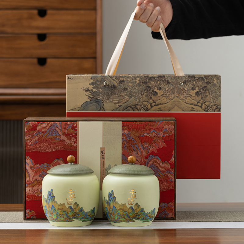 茶叶包装盒新款陶瓷罐空盒子中式红茶绿茶通用半斤装空盒礼盒定制