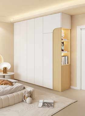 儿童衣柜家用卧室一体靠墙组合小户型侧边柜衣橱收纳现代简约定制