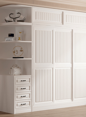 索菲亚官方欧式推拉门衣柜家用卧室出租房用小户型实木柜子免安装
