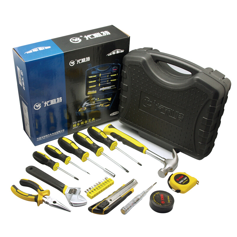尤利特YD-021汽车用品美容保养维修应急车载工具箱套装组合工具包