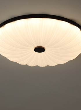 中式吸顶灯实木现代简约南瓜创意贝壳儿童房2023护眼书房卧室灯具
