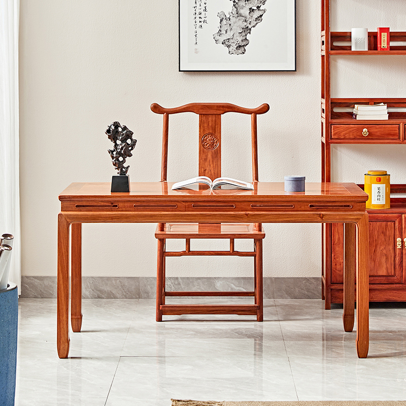 花梨木书桌刺猬紫檀新中式办公桌客厅实木书法桌卧室红木画案家用