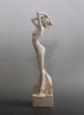 创意美女砂岩雕塑艺术装饰工艺品现代简约家居客厅办公室人物摆件