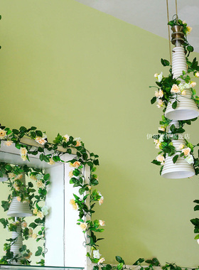 仿真植物玫瑰假花藤条婚庆拱门楼梯扶手空调管道缠绕遮挡吊顶装饰