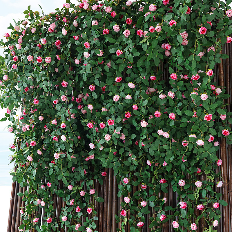 仿真玫瑰花藤条塑料假花藤蔓植物空调管道装饰花遮挡摆设吊顶墙面