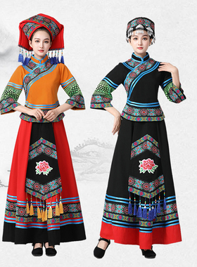 广西壮族新款三月三女款成人民族服苗族表演服56个少数民族演出服