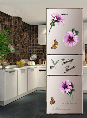 创意卡通冰箱翻新贴纸自粘图案餐厅卧室门单双三开门改造装饰贴画