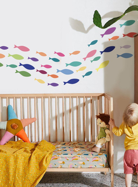 北欧ins鱼墙贴画创意个性卧室墙纸自粘儿童房冰箱贴空调贴纸防水