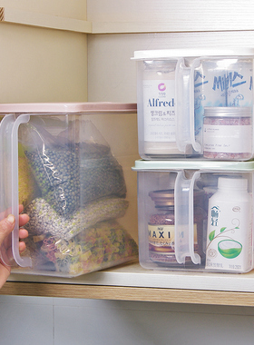 密封冰箱保鲜盒食品级手柄面条大收纳箱带把手透明橱柜厨房收纳盒