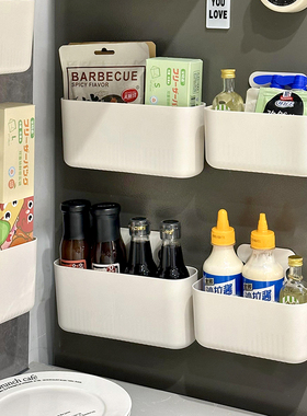 冰箱磁吸置物架侧收纳冰箱门调味料收纳架厨房珐琅板保鲜膜收纳盒