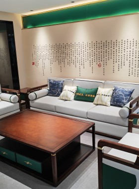 新中式实木沙发组合茶楼包间客厅样板间轻奢高端全屋定制成套家具