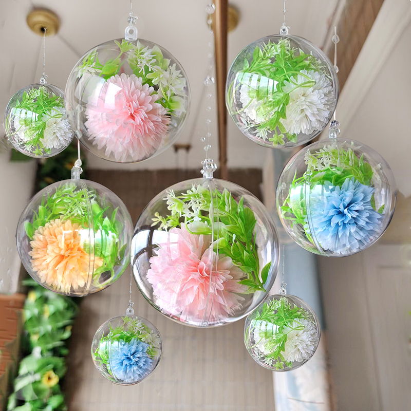 520商场珠宝店吊顶氛围装饰布置夏季透明花球挂饰店铺橱窗挂件球