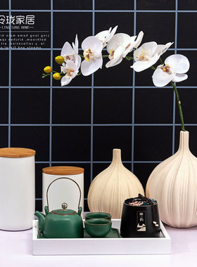 急速发货新中式样板间厨房软装饰品摆件整体橱柜花艺托盘茶具创意
