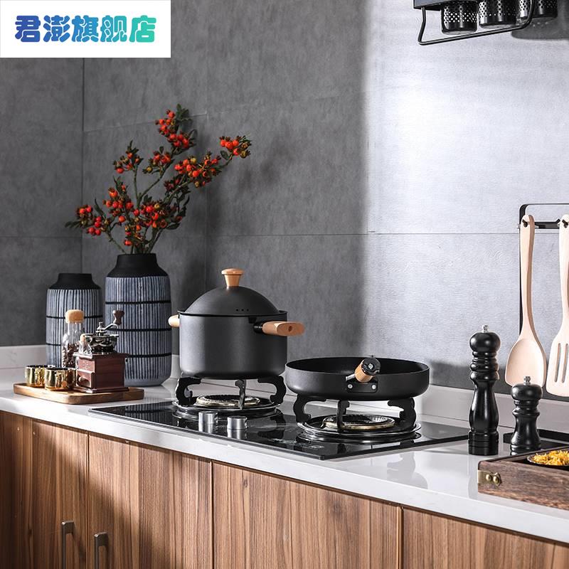 新中式厨房软装饰品摆件整体橱柜搭配组合套装样板房间陈设锅具咖