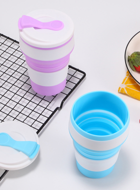 户外实用咖啡可折叠杯便携式咖啡杯定制创意礼品水杯 硅胶折叠杯