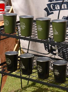露营杯野营餐具户外装备用品不锈钢咖啡水杯便携式杯子野炊套装