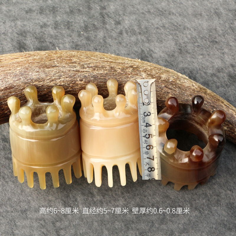 手工牛角按摩梳子粗齿个人护理清洁头皮洗漱按摩头疗梳高6-8CM