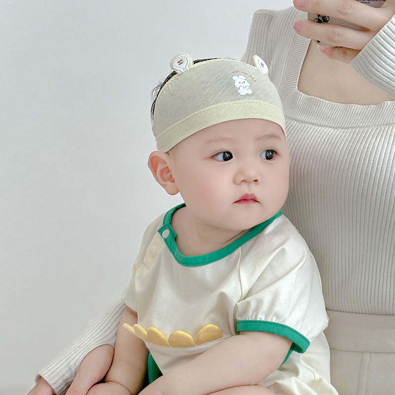 婴儿帽子夏季薄款空顶胎帽可爱超萌宝宝护囱门发带初生透气囟门帽