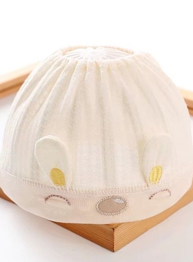 新生婴儿帽子夏季薄款透气空顶纯棉夏天护头护卤门帽男女宝宝胎帽