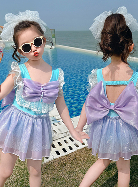 女童泳衣裤夏季2024新款儿童连体泳装网红可爱小女孩公主裙游泳衣