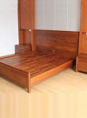 新中式红木刺猬紫檀实木家具花梨木床头柜简约原木主卧双人实木床