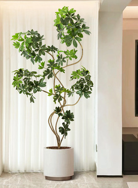 仿真绿植高端轻奢鸭脚木室内盆栽假花树客厅落地装饰摆件仿生植物